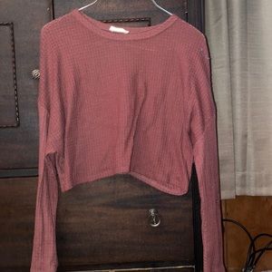 Crop top waffle knitted sweater